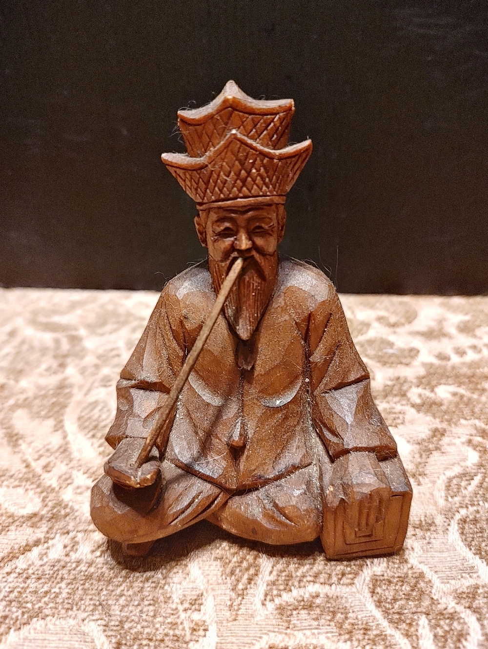 🔸⛩️🔸Distinguished Antique Vtg Hand Carved Asian Oriental Figurine